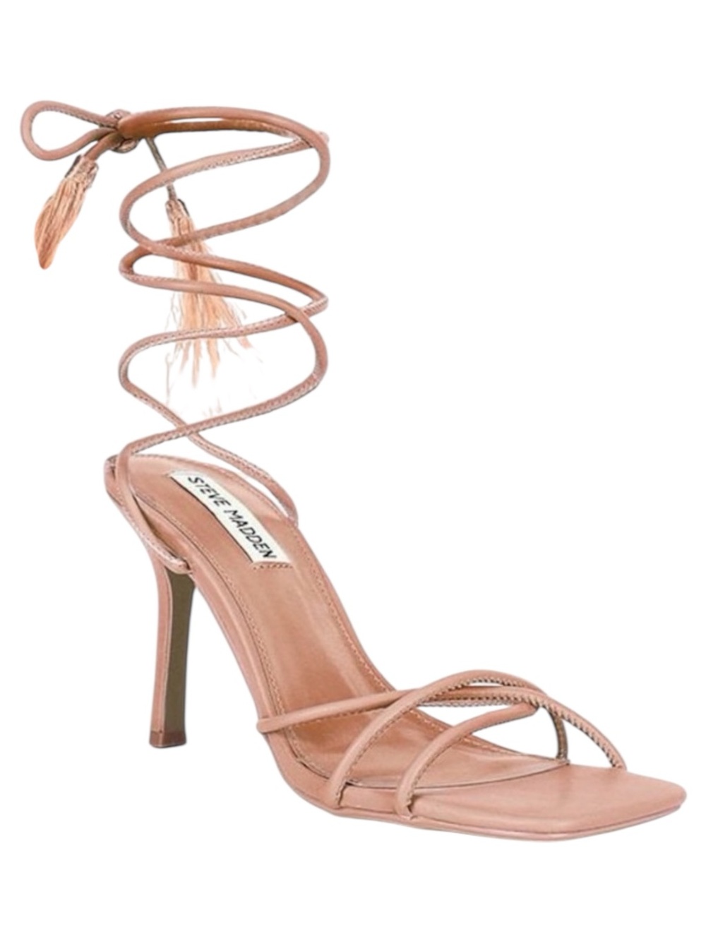 Steve Madden Bryden Nude Feather Lace Up Heels Size 9.5 NWOB